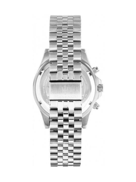Maserati Ανδρικό Ρολόι 44mm Χρονογράφος Μπαταρίας με Λευκό Μεταλλικό Μπρασελέ