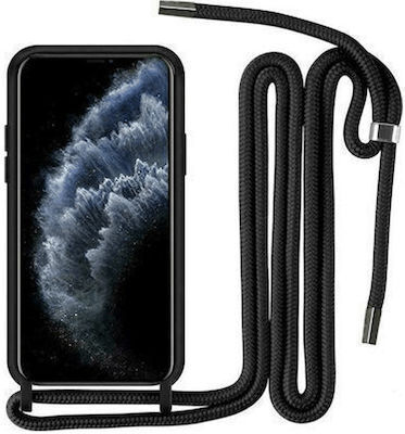 Liquid Silicone Back Cover with Strap Black (iPhone 14)