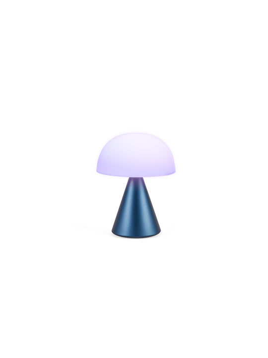 Lexon Metal Table Lamp LED with White Shade and Blue Base
