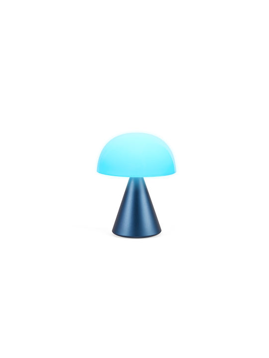 Lexon Metal Table Lamp LED with White Shade and Blue Base