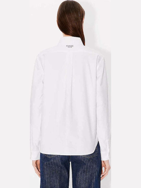 Kenzo 'boke Flower' Embroidered Fitted Πουκάμισο Άσπρο Fe62ch2559lo.01 Kenzo 'boke Flower' Embroidered Fitted Πουκάμισο Άσπρο Fe62ch2559lo.01