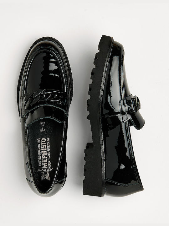 Lackleder Damen Mokassins in Schwarz Farbe