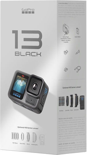 GoPro Hero13 Action-Kamera 5K Aufnahme 360° Unterwasser mit Bildschirm 2.27" und Wi-Fi Schwarz