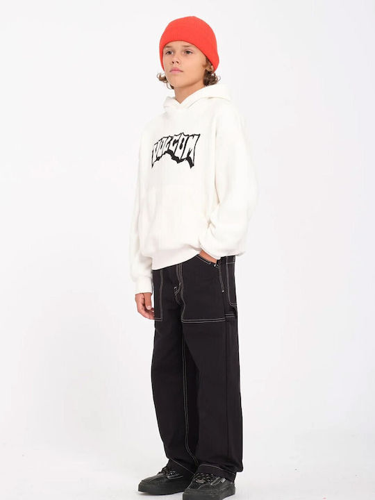 Fleece Kinder-Sweatshirt mit Kapuze und Taschen white Tookool