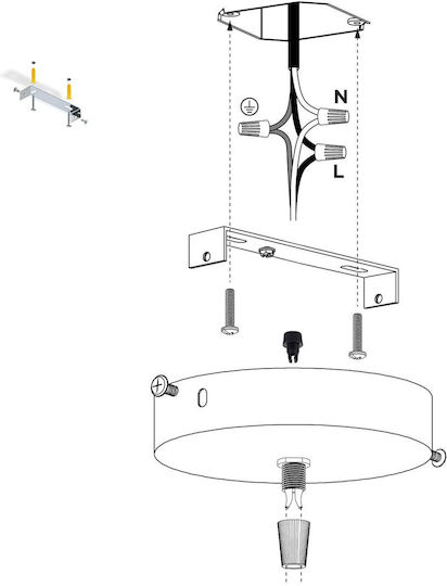 Led7 Ροζέτα Οροφής για Φωτιστικά Χρυσή 101283