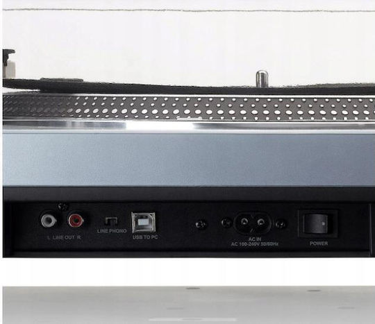 Lenco L-3809ME Πικάπ με Direct Drive και Προενίσχυση Ασημί