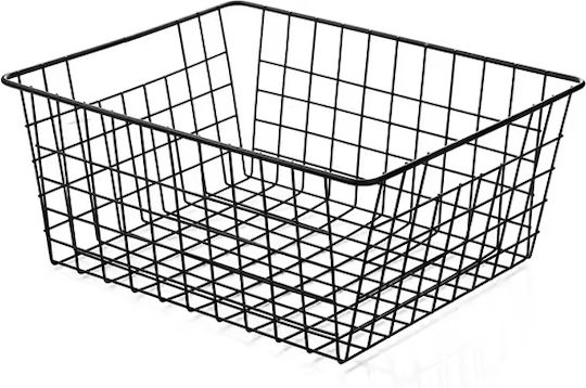 Black Metal Basket 32cm 32x25x14cm Monochrome Sidirella