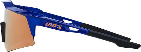 100% Cycling Glasses with Blue Frame and Mirror Lenses