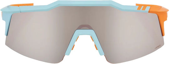 100% Cycling Glasses Speedcraft SL with Blue Frame & Dark Lenses