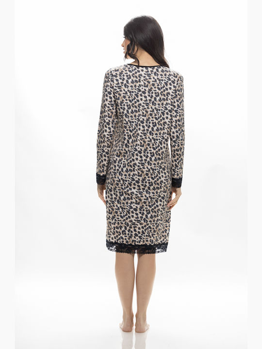 Galaxy Winter Cotton Women's Nightdress Animal Print