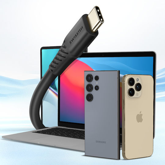Swissten Usb-c To Usb-c 100w Ultra-fast Charging Synchronization Cable 1.5m Black
