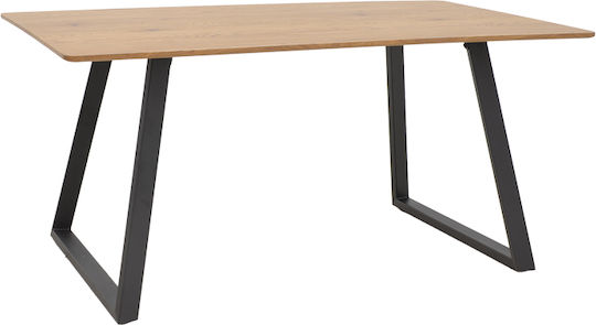 Winor Маса за Трапезария Дървена с Метална Рамка Естествен, Черен 160x90x75см