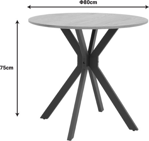 Xuson Round Table Dining Room Wooden with Metal Frame Natural, Black 80x80x75cm