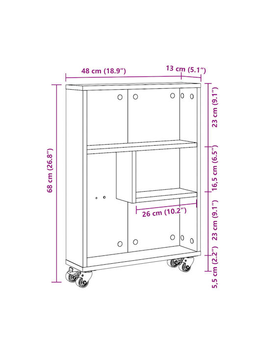 Bibliothek Grau 48x13x68cm