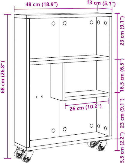 Grey Bookcase 48x13x68cm