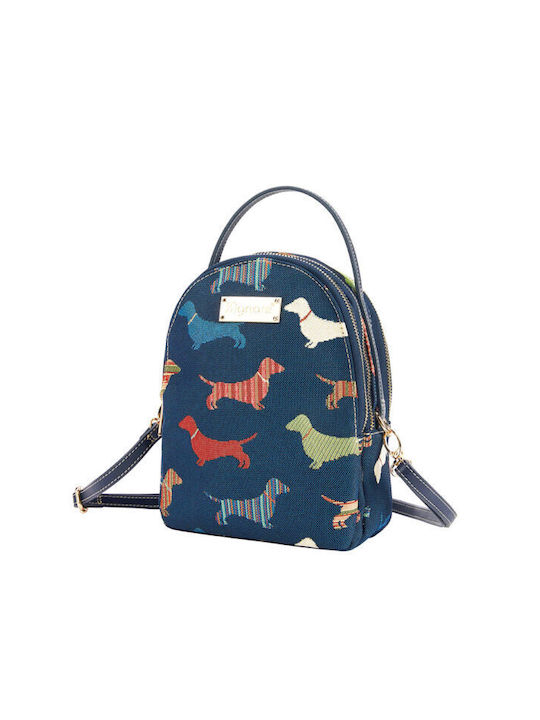 Signare Dachshund Damen Tasche Rucksack Blau