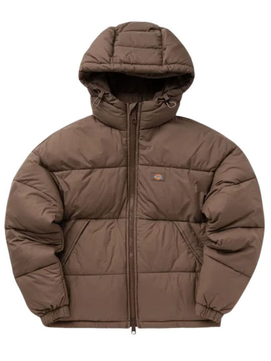 Dickies Alatna Women's Short Puffer Jacket for Winter Brown