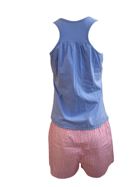 Apple Boxer Set Summer Women's Pajamas Light Blue