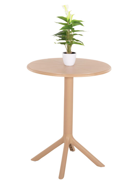 Catering Garden Table for Small Outdoor Spaces Made of Polypropylene Foldable Terrin Cappuccino 61x61x77cm