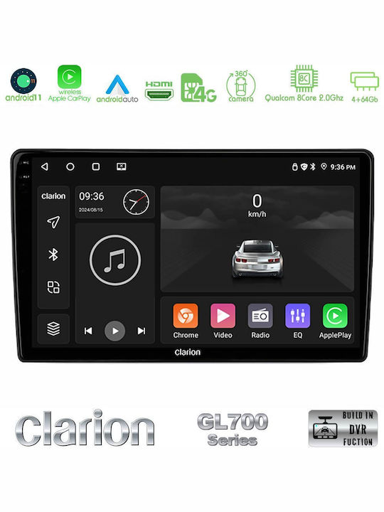 Clarion Sistem Audio Auto pentru Porsche Ardei iute 2003-2010 (Bluetooth/USB/WiFi/GPS/Apple-Carplay/Android-Auto) cu Ecran Tactil 9"