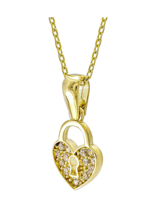 Kiriakos Gofas Halskette mit Design Herz aus Gold 14K