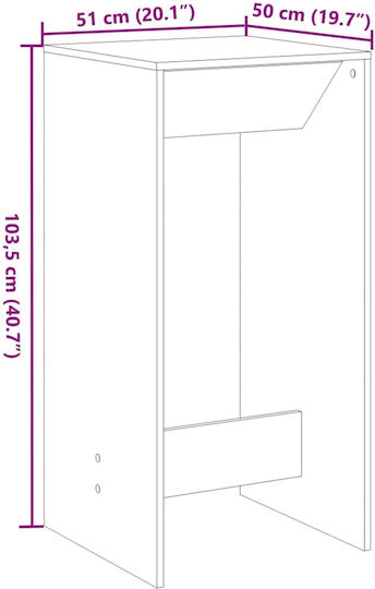 vidaXL Sonoma Bar Table Wooden Brown 51x50x103.5 cm