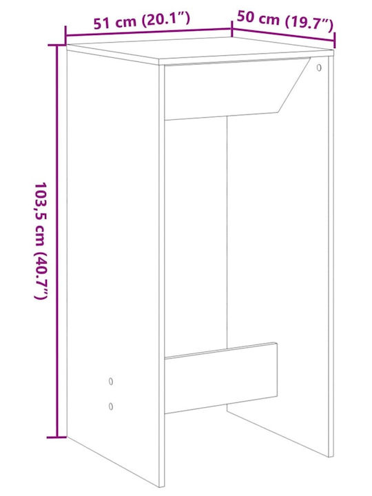 Tisch Bar Holz Coffee 51x50x103.5cm
