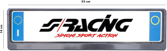 Simoni Racing Cadru Placă de Înmatriculare Auto Partea din spate Plastic 53 x 14cm Carbon negru