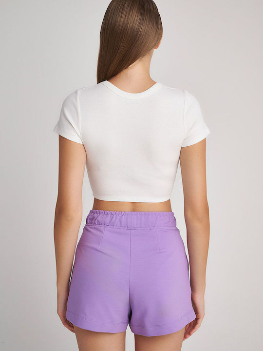 SugarFree Damen Crop Top Baumwolle Kurzarm White