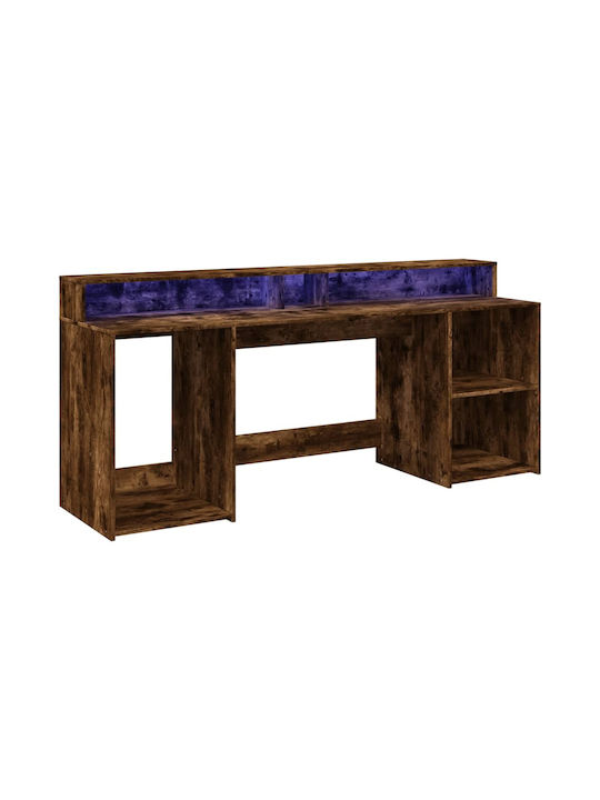 Birou Led Vidaxl Colțar Cercei Deschis 200x55x91cm Material Lemn Agregat 1 Buc Maro