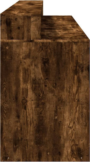 Vidaxl Schreibtisch mit LED Rauchige Eiche 200x55x91cm Holzwerkstoff 1 Stück Braun