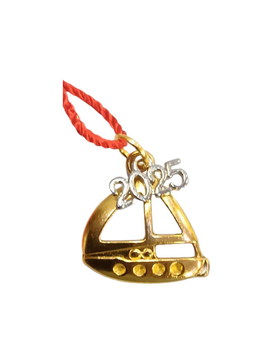 Handmade Lucky Charm 2025 Tassel Gold Boat 2x2cm Gf1003