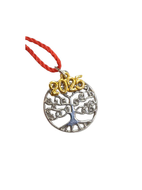 Handmade Lucky Charm 2025 Silver Tassel Tree of Life 3x3cm Gf1004