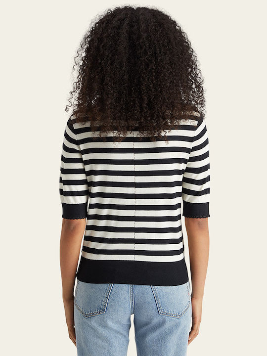 Scotch & Soda Damen Pullover Gestreift Black and white