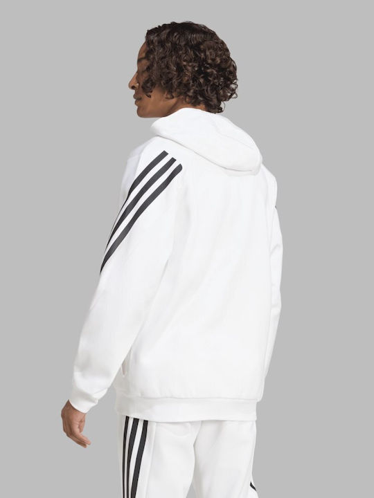 Adidas Future Icons 3-stripes Full Jachetă cu fermoar pentru bărbați cu glugă Albă