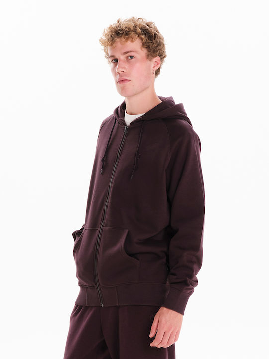 Emerson Herren Sweatshirt Jacke mit Kapuze und Taschen Wine