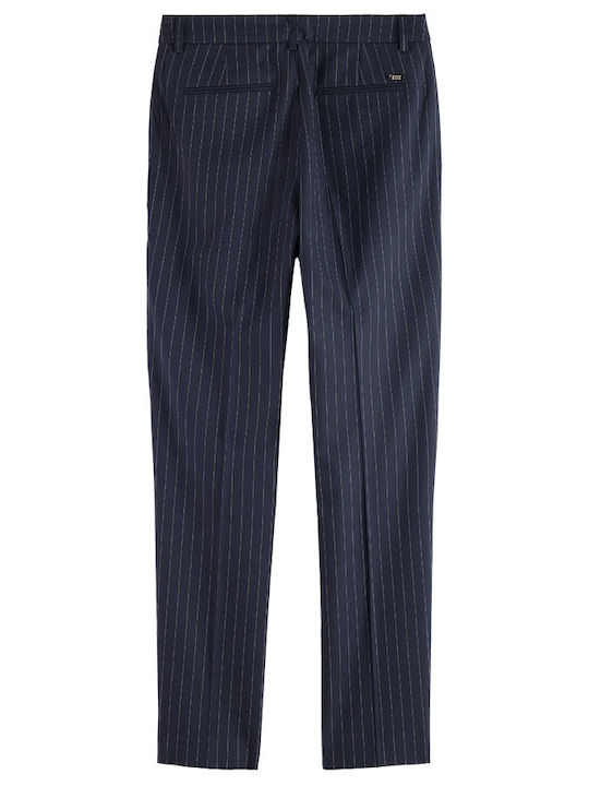 Scotch & Soda Lowry Women's Fabric Trousers in Straight Line Striped Blue