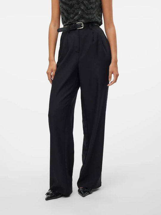 Vero Moda Damen Stoff Palazzo-Hose Schwarz