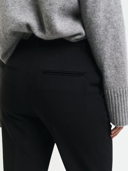 Women's Fabric Trousers Flared Slim Fit Black