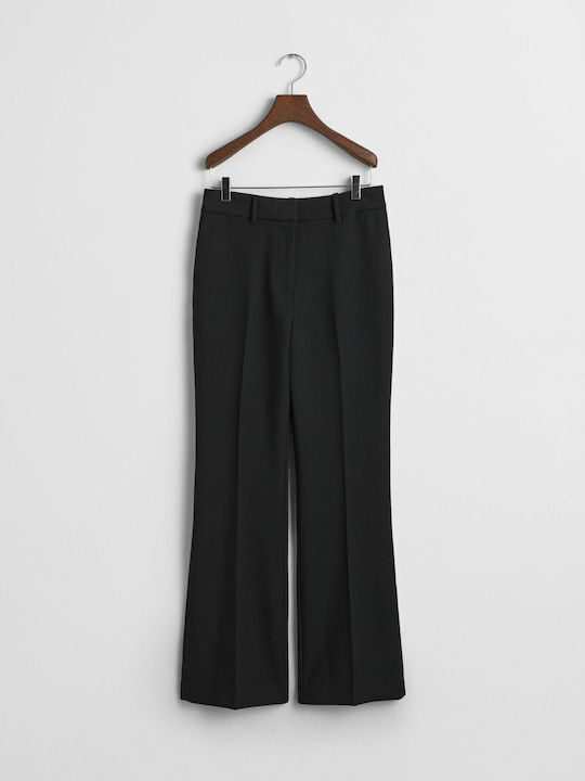 Women's Fabric Trousers Flared Slim Fit Black
