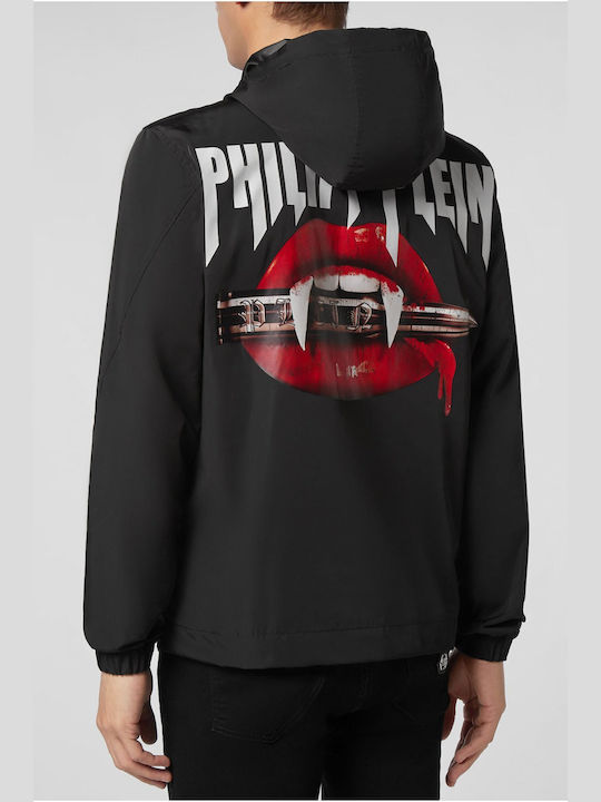 Philipp Plein Men's Sweatshirt Jacket with Hood and Pockets Black