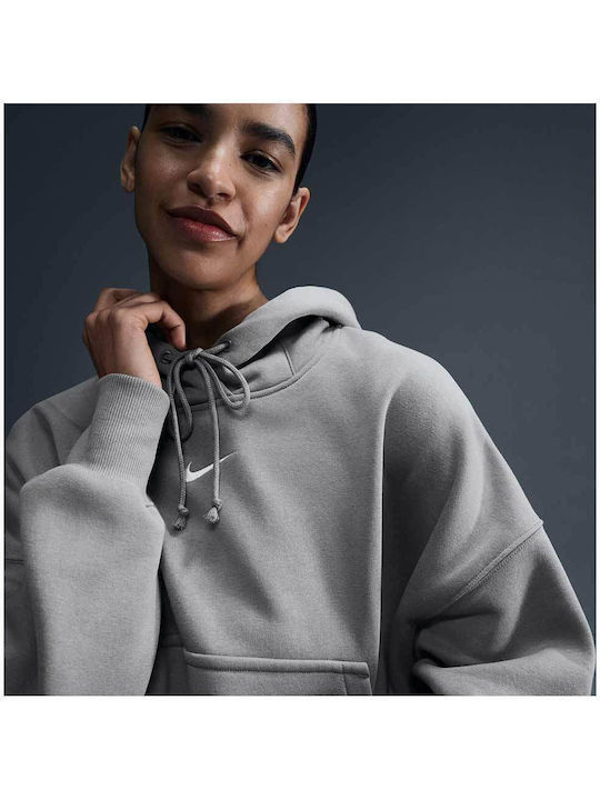 Long Women's Sweatshirt Hooded Gray