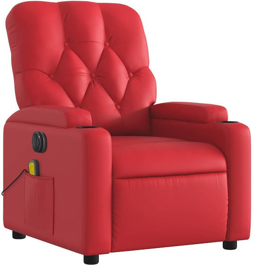 Fotoliu Relax Masaj cu Puf din Piele Ecologică Roșu 74x86.5x93.5cm