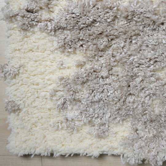 Saray Home Σετ Shaggy Χαλιά Κρεβατοκάμαρας Βελουτέ Κρεμ C721B-CRBG-SET 3τμχ