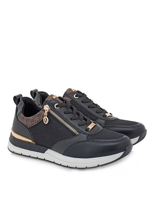 Renato Garini Femei Sneakers Black Glitter / Lt Gold / Brown