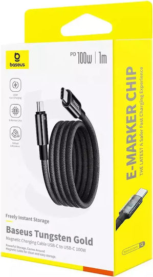 Baseus Tungsten Magnetic USB 2.0 Cable USB-C male - USB-C 100W PD Χρυσό 1m P10319805111-00