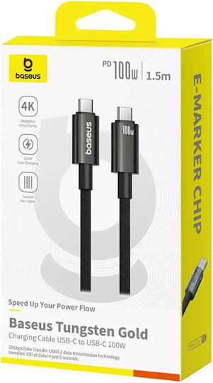 Baseus Tungsten USB 3.2 Video Cable USB-C Male - USB-C 100W PD Gold 1.5m P10319800111-00