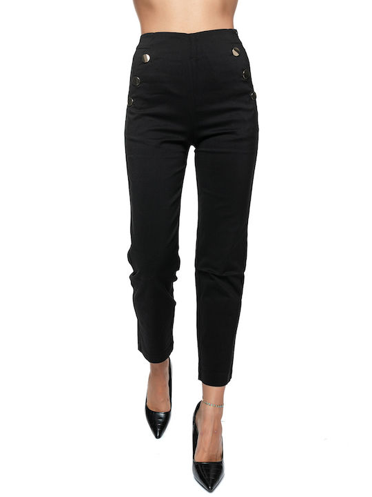 RichgirlBoudoir Women's High-waisted Fabric Trousers in Slim Fit Black