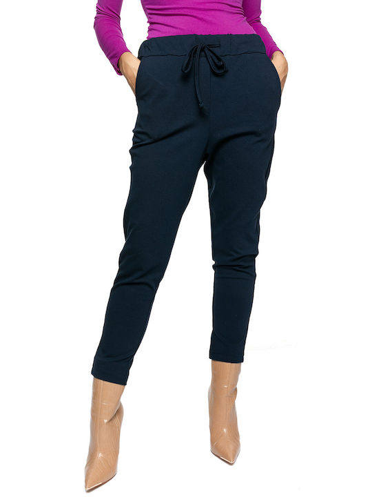 RichgirlBoudoir Women's Fabric Trousers with Elastic Blue