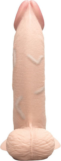 b-Vibe Glasdildo mit Hoden und Saugnapf Fleisch 23cm